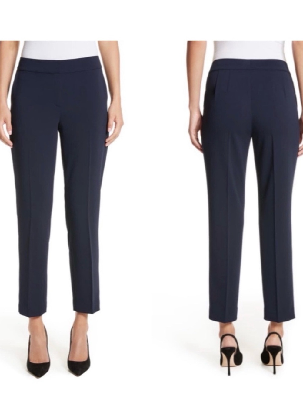 St. John “Emma” Black Tailored Straight leg cropped Trousers size 8